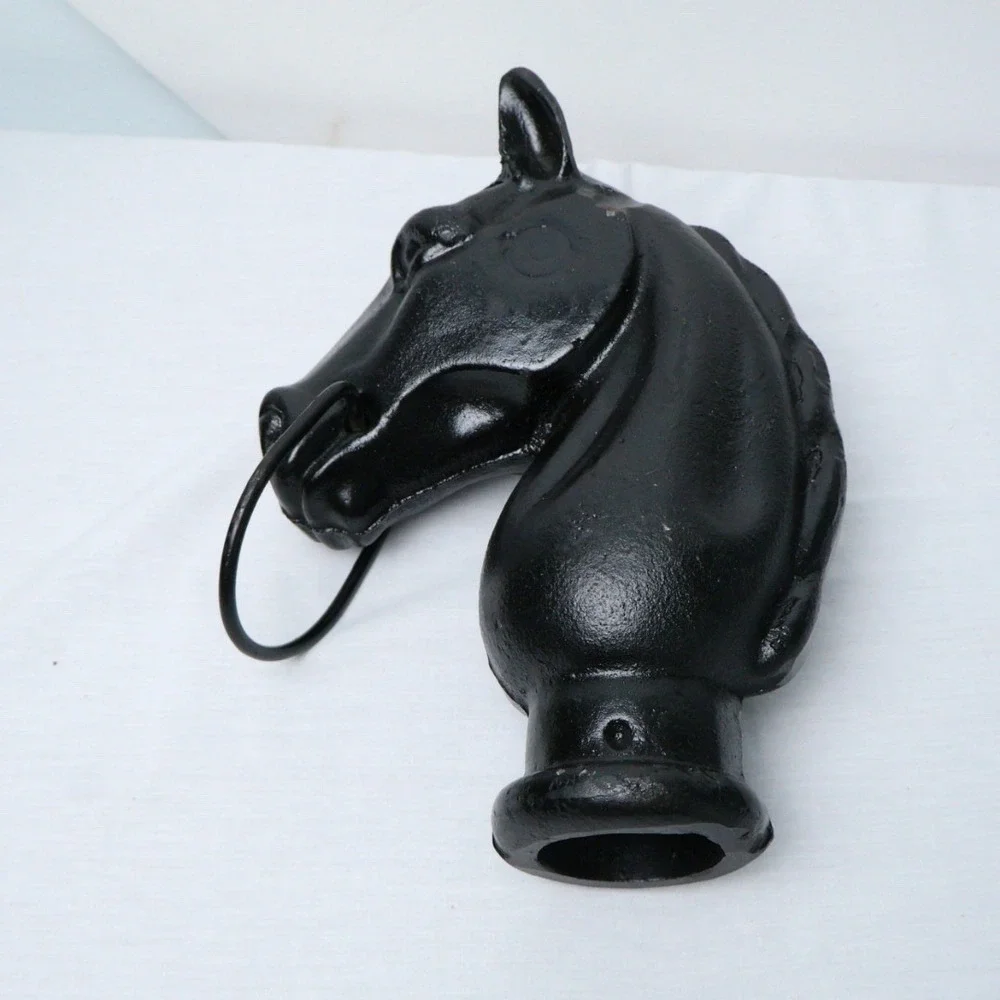 VTG Iron Horse Head Fence Post Hitching Post Topper Mouth Ring Western Country